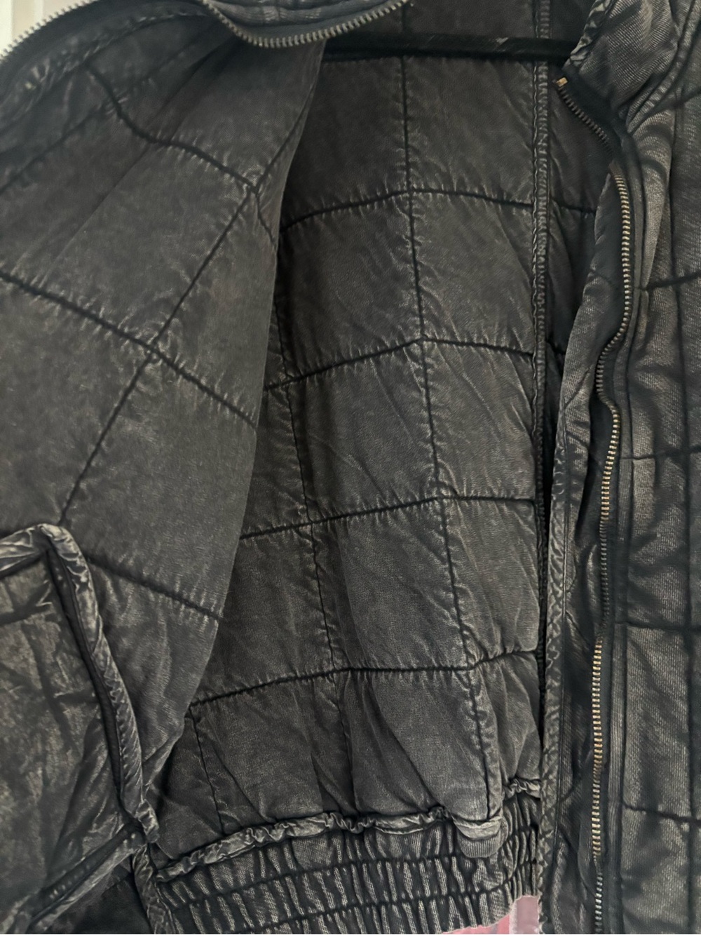 Free People Oversized Washed Charcoal Quilted Jacket | Size S - Picture 14 of 14